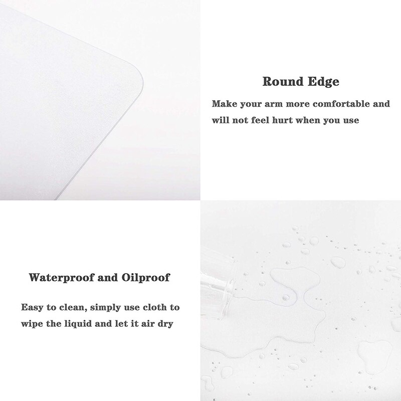 Doorzichtige bureau-onderlegger, antislip, getextureerde, zachte pvc-schrijfmat - ronde randen bureau-beschermer