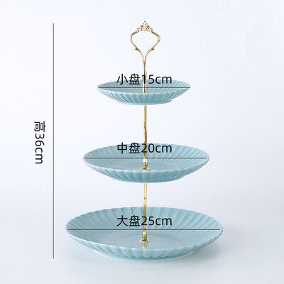 Nordic Ceramic Fruit Plate Three-layer Dessert Plate Cake Plate Multi-Layer Pastry Plate Candy Tray Shelf: J
