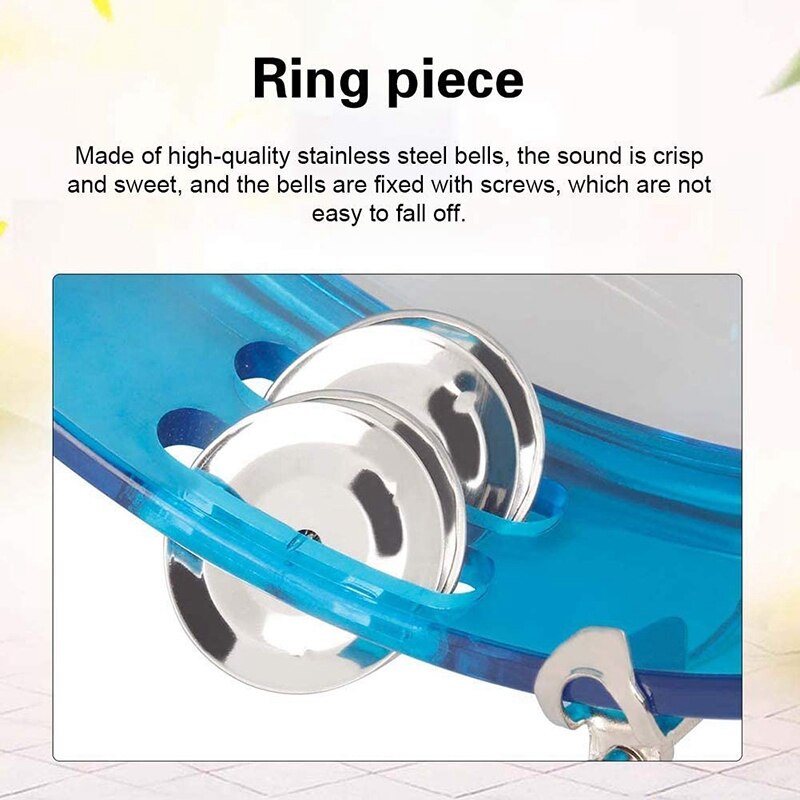 Pandereta de afinación automática para niños y adultos, tambor de mano con jigles de doble fila, instrumento de percusión, para Ktv