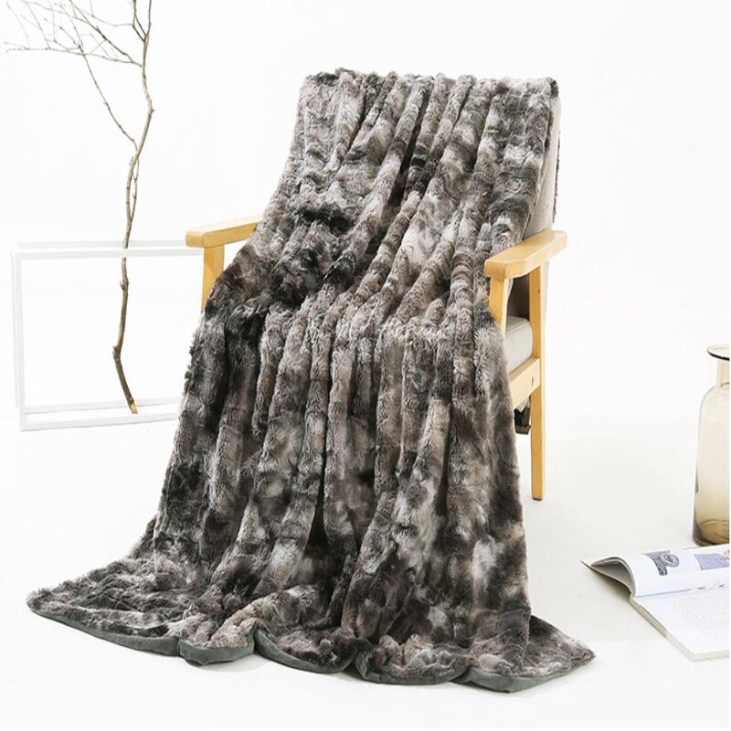 Luxuriöse warm Flauschigen Plüsch Decke binden-Farbstoff Faux Pelz Super Weiche Decke Winter Warme Blätter Bettdecke Decke Für bett Couch