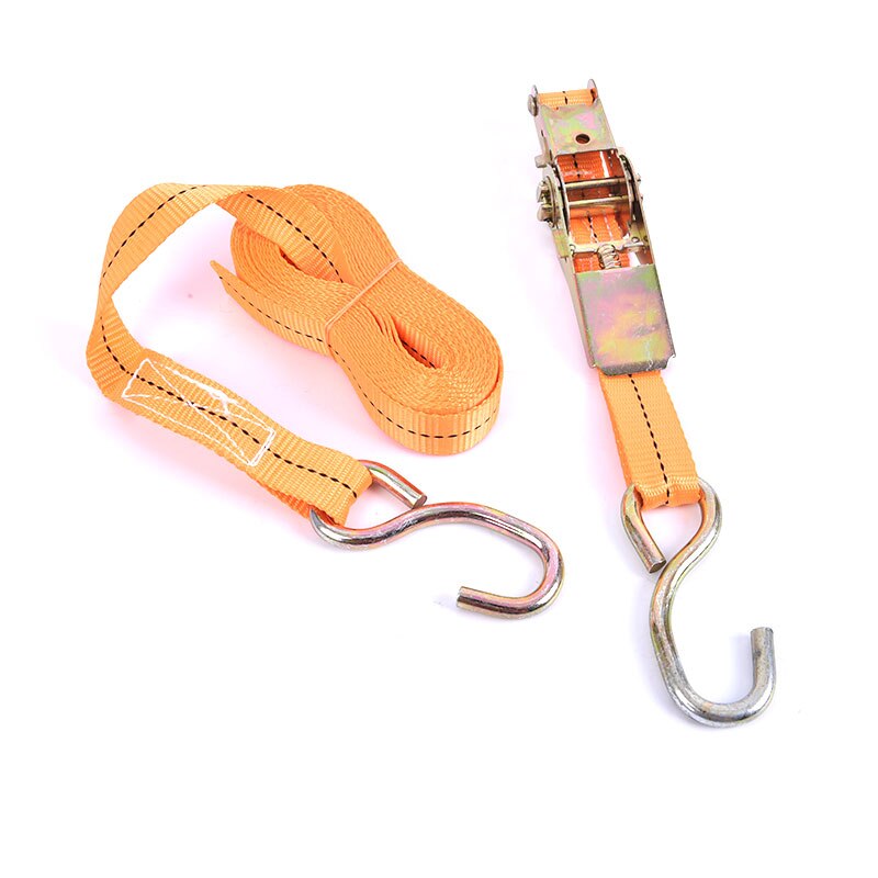 1set Heavy Duty Tie Down Cargo Strap Luggage Lashing Strong Ratchet Strap Belt Orange