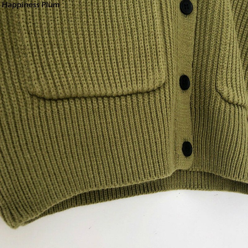 Suéter de punto para mujer, chaleco suave y elástico básico sencillo de uso diario con cuello de pico, liso de punto abierto, ropa de calle femenina, Vintage coreana, combina con todo