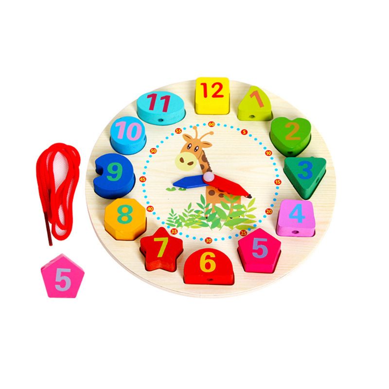 Wooden Clock Educational Learning Sorting Clock Puzzle Play Toy for Toddler Baby