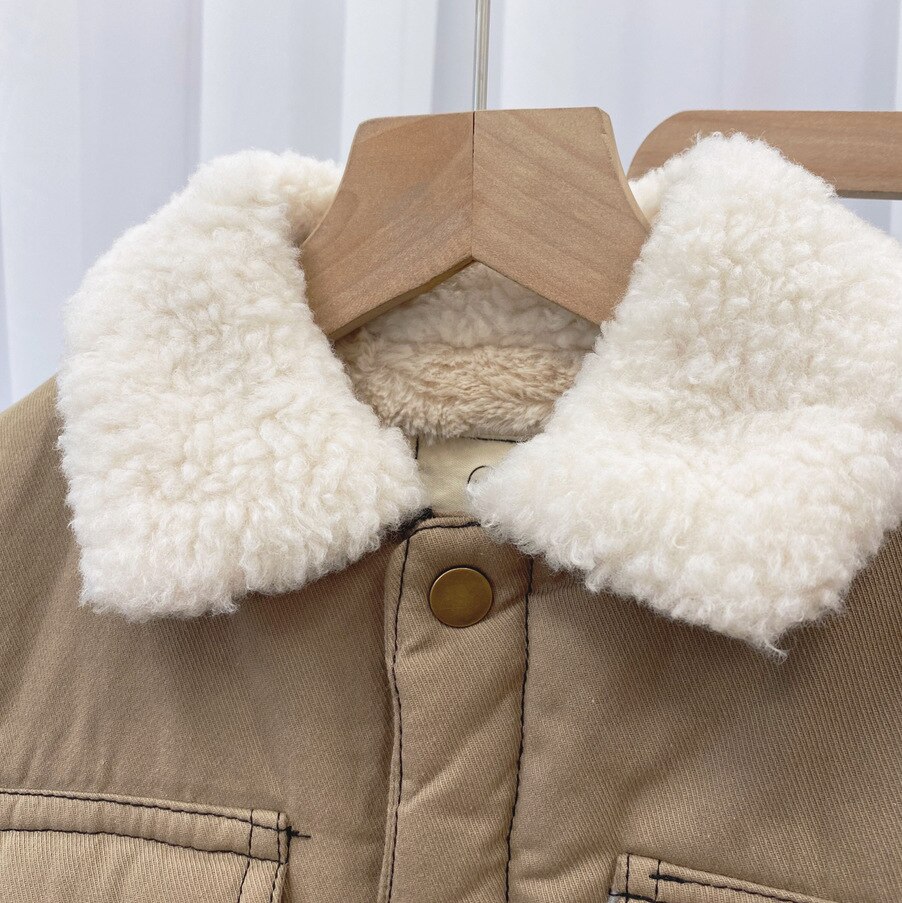 Jongens Verdikking Warme Lamswol Jas Kids Winter Effen Kleur Jassen Jassen Kinderen Kleding Bovenstukken Kid Kleding 3 4 5 6 7 Jaar