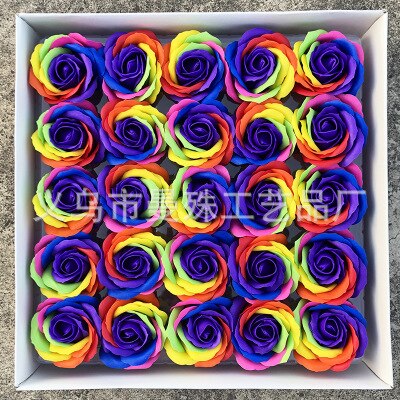 25 Stks/doos Kleurrijke Zeep Rose Decoratieve Bloemen Zeep Bloemblaadje Bruiloft Gunsten Valentijnsdag Cadeau Regenboog Rose Boeket: Deep Purple