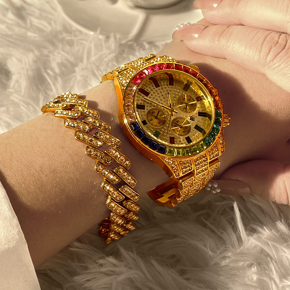 Reloj mujer bling full strass klocka lyx strass rund kvarts armbandsur armband dam & #39 ;s klockor klocka
