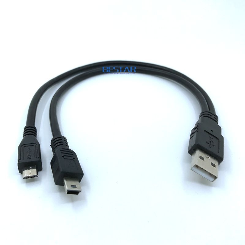 2 in 1 combo mini-usb mini usb & micro usb 2.0 micro-usb 5 pin connector Y Kabel 30 cm 1ft Voor lading en data sync