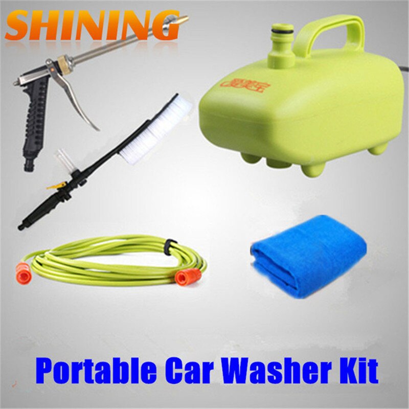 Electric 12V 60Watt High Pressure Car Washer Portable Car Washing Machine Tool Pump Kit Device: Metal Gun Brush Set