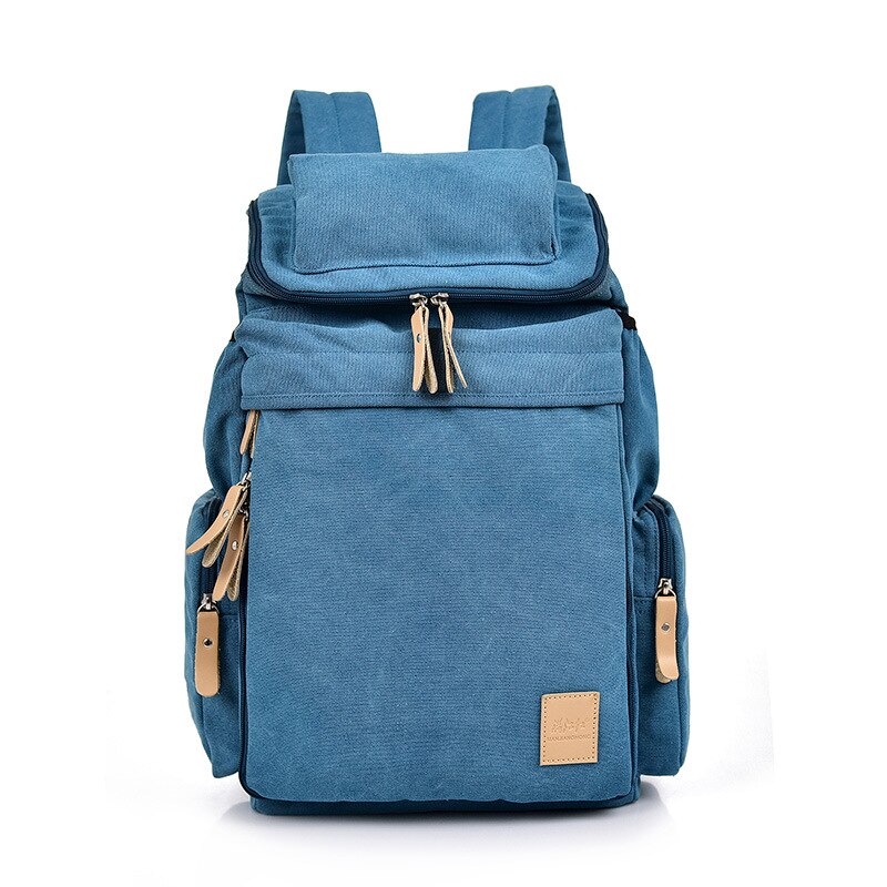 Top décontracté hommes sac à dos toile étudiants école sac à bandoulière ordinateur portable sac à dos grand voyage sacs à dos coréen: Blue