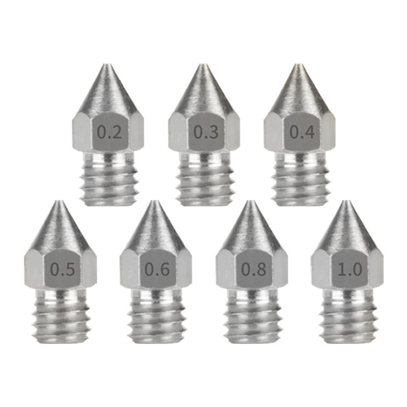 M6 Schroefdraad Roestvrij Staal MK8 Nozzle 0.2 0.3 0.4 0.5 0.6Mm Voor 1.75Mm Filament 3D Printer Extruder CR10 CR-10S Ender 3/ 5