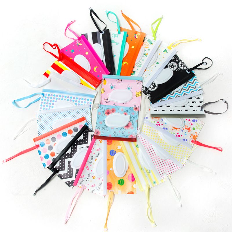 Estuche dispensador de bolsas para toallitas húmedas, bolsa de embrague de viaje, funda cartuchera reutilizable portátil, práctico contenedor de toallitas, producto de almacenamiento para el hogar, 1 ud.