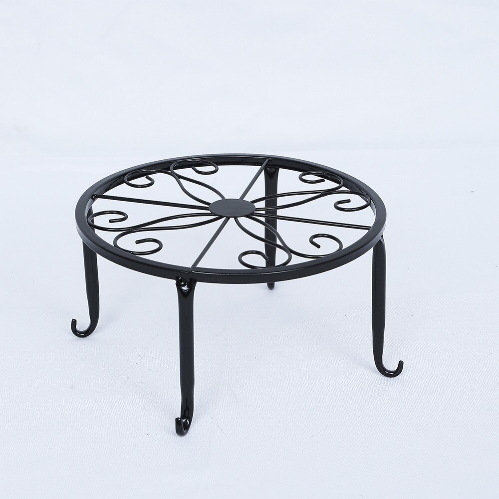 Présentoir rond en fer forgé, pour pots de fleurs, 3 tailles, présentoir rond pour bastion, plantes de jardin, Balcon porte-fleurs: Black Large