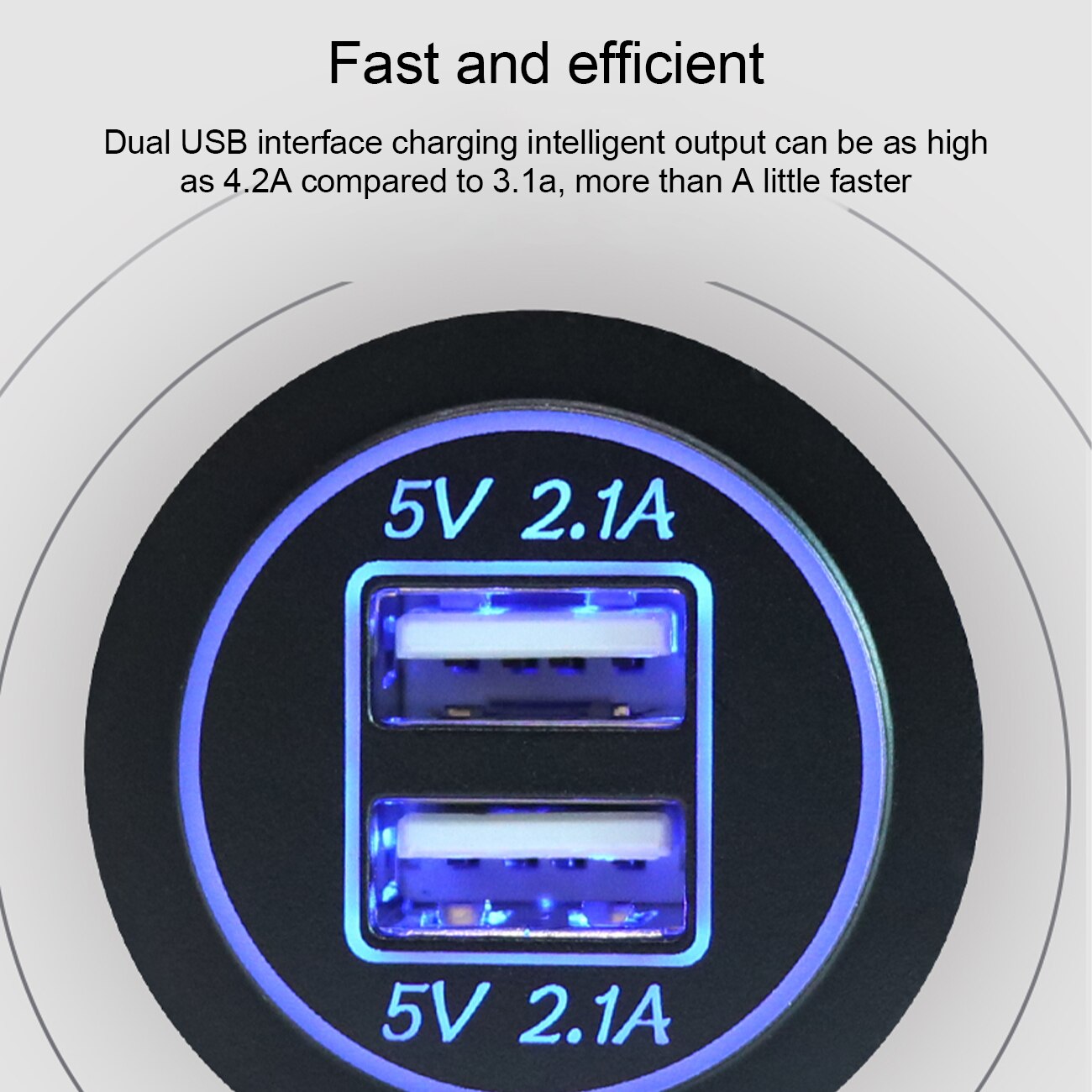 Car Charger 4.2A 21W Quick Charger Motorcycle Dual Auto USB Charger Socket LED Display with Caps for Truck Boat Power Adapter