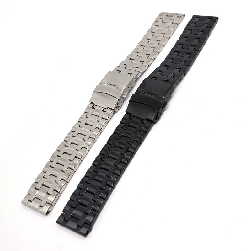 Wristband Steel Strap Semi-solid Stainless Steel Watch Strap Double Safty Buckle 20mm 22mm Universal Watch Bands