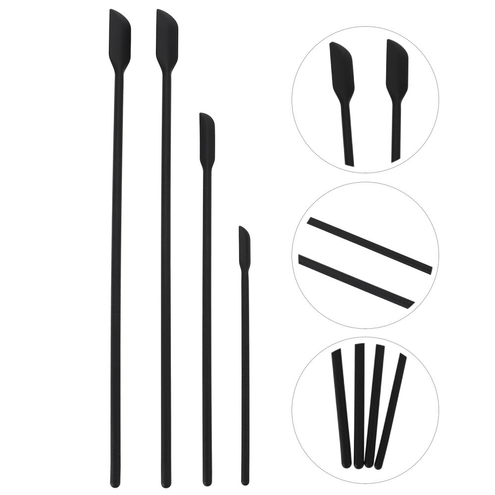 4Pcs Silicone Spatula Kitchen Scraper Last Spatula Kitchen Cooking Tool: Black