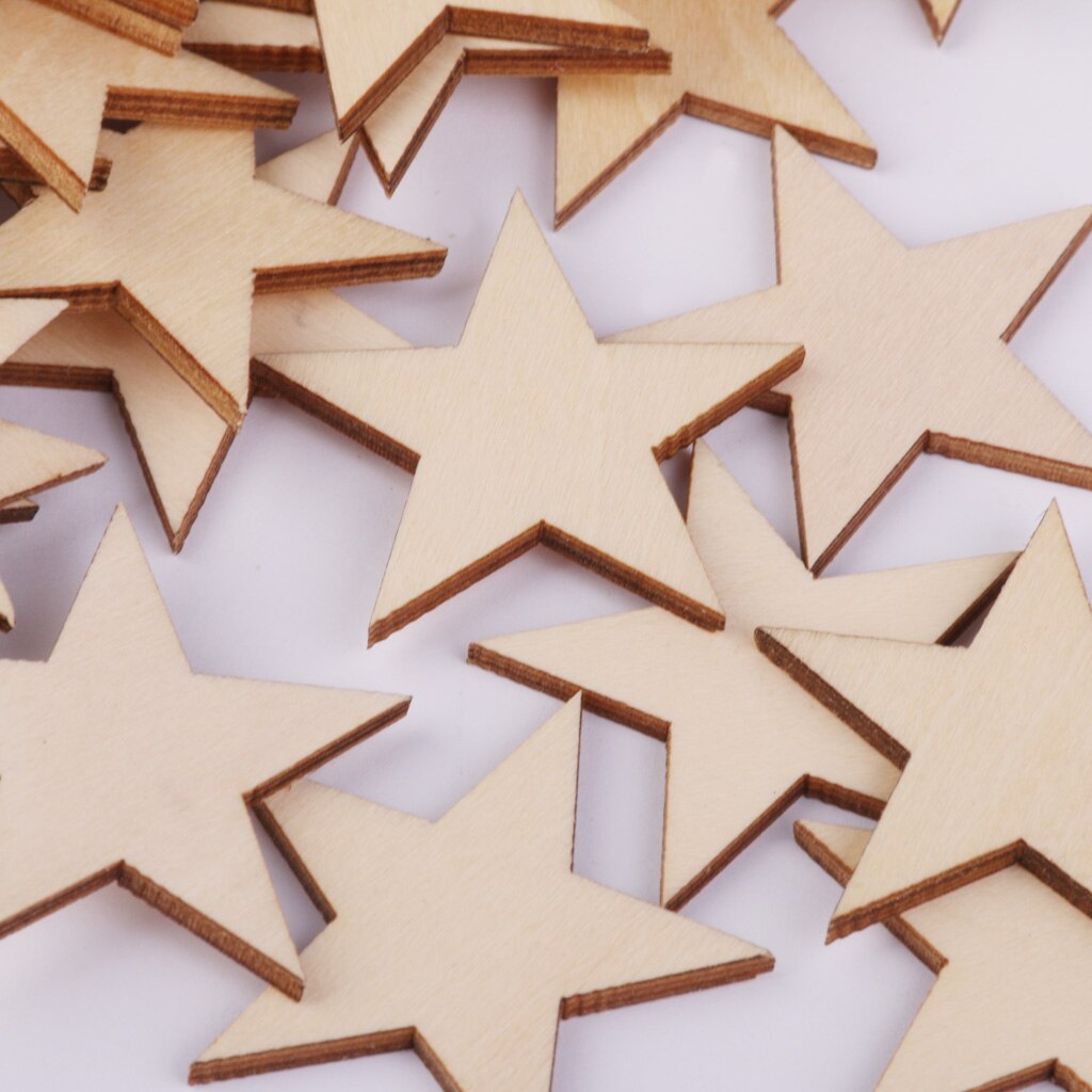 Wood Stars Wooden Crafts Star Cardmaking Scrapbooking Embellishments For Art and Craft Projects