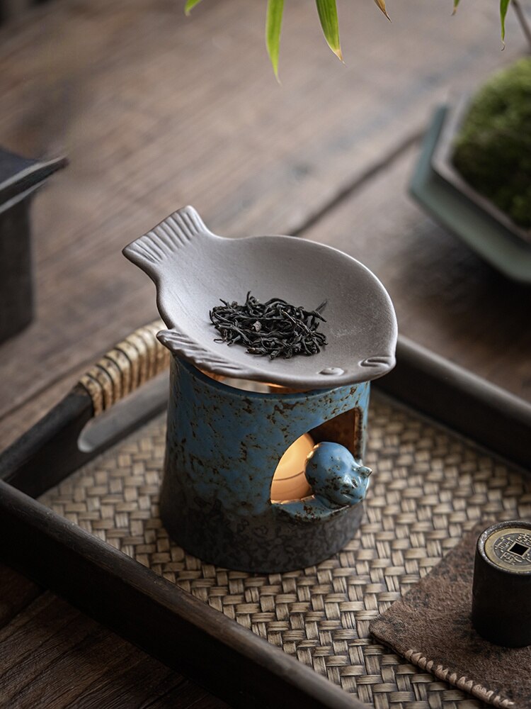 Poêle à thé en céramique, Mini encens de thé cuit au four, encens de séchage, encensoir saveur de thé, cuisson d&#39;huile essentielle, bougie accessoires de thé