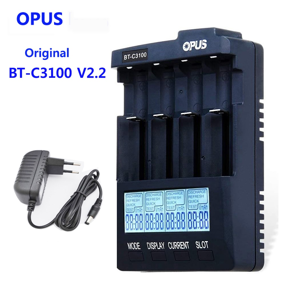 Originele Opus BT-C3100 V2.2 Digitale 4 Slots Lcd Batterij Lader Voor Li-Ion Nimh Nicd Aaa Aa 18650 10440 17500