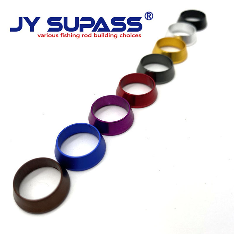 JY SUPASS 5pcs winding check custom fishing rod repair accessories,fishing rod aluminum trim rings: Brown / 1.4m