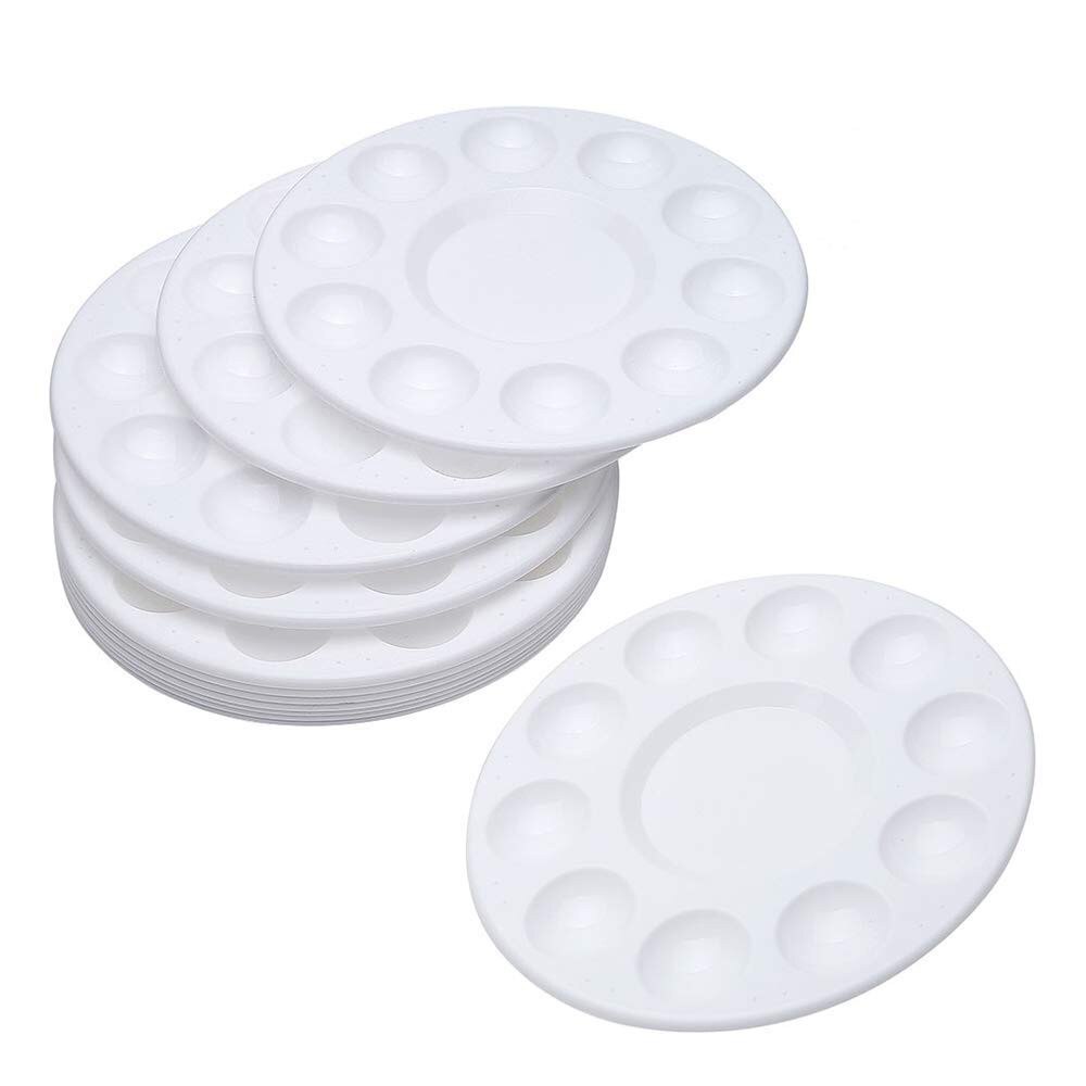 Palettes en plastique pour le bricolage | MINI plateau de peinture blanc de 12 pièces, fourniture de peinture artistique professionnelle, palette de peinture ronde pour outil de peinture: Default Title
