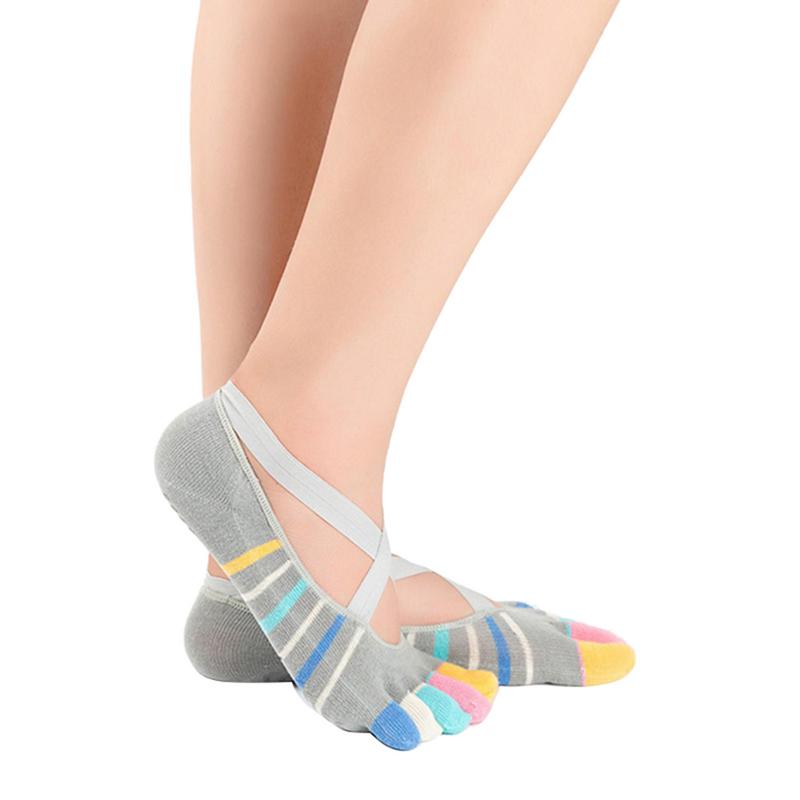 Women's Cotton Toe Socks - Breathable, Deodorant, Striped Pattern - Yoga & Casual Wear