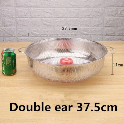 stainless steel round hole basket fruit drain rice Mesh Sifter Colander Strainer Sieve Rice Food Basket Cleaning Kitchen Clips: Navy Blue