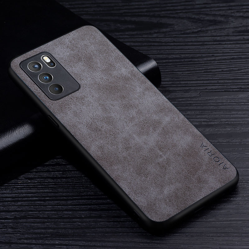 Premium PU Leathe Phone Case for Oppo Reno 6 Pro Plus Scratch-Resistant Solid Color Cover for Oppo Reno6 Pro Plus 4G 5G Case: Oppo Reno6 Pro Plus / Gray
