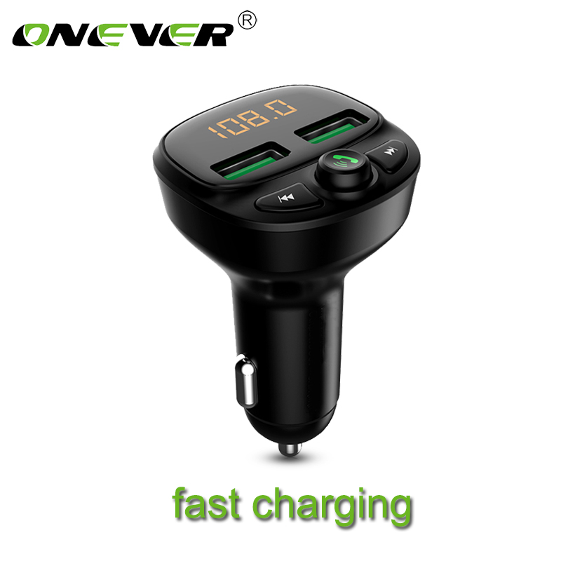 Onever Auto Fm Sender Bluetooth 5,0 Schnelle Ladung Auto Bausatz MP3 Spieler QC 3,0 Auto Ladegerät Adapter Batterie Spannung Doppel USB: schnell aufladen