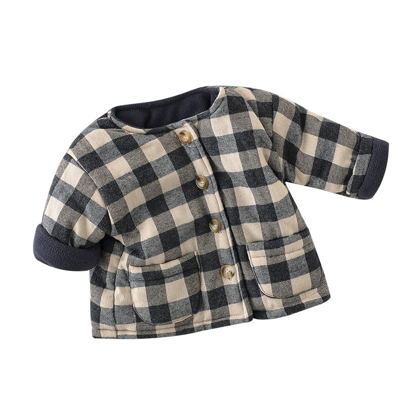 2020 nowe zimowe dziecięce ciepłe bawełniane kurtki dziewczęce ubrania dziecięce dziecięce kratki polarowe jednorzędowe płaszcze dla chłopców Outerwears