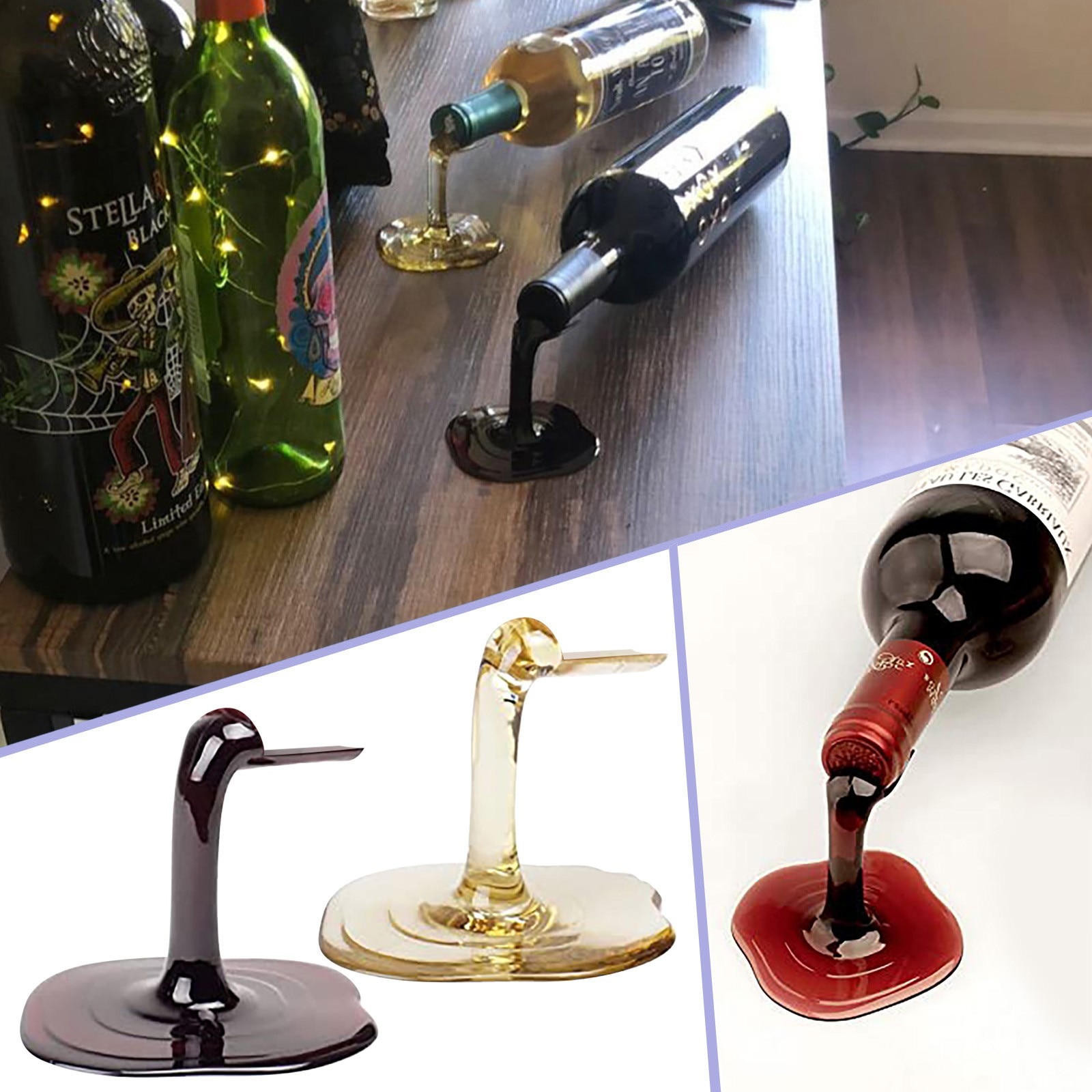 Spilled Wine Bottle Holder Red And Gold Individuality Wine Stand Kitchen Bar Wine Rack Stand Display Stand Gadgets