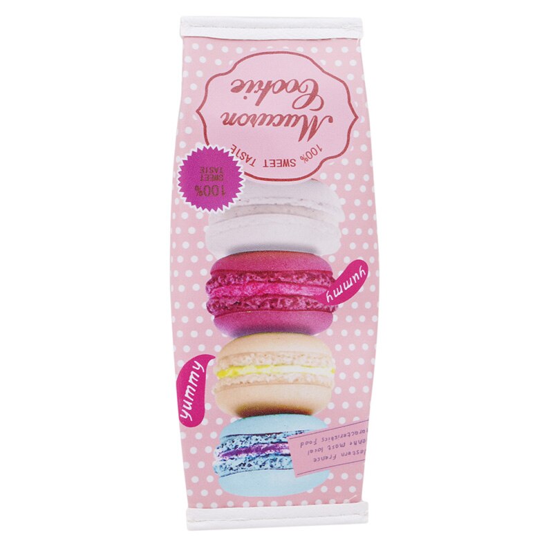Kawaii macaron school etui meisjes chocolade cracker pu leren etui kinderen schoolbenodigdheden: Macaron