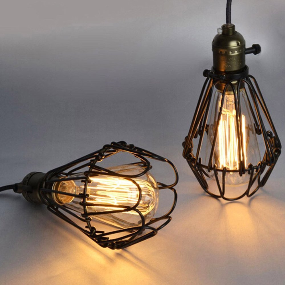 1/2/4 stk. industriel vintage lampeskærm pendellampe lampeskærm metalwire bur pærebeskyttelseslampe dækker loft boligindretning  d35
