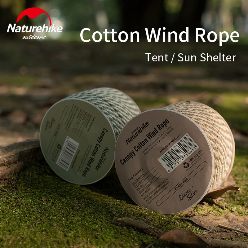 Naturehike-Cuerda de viento de algodón, accesorios de tienda con nudo rápido, hebilla de cuerda de viento antideslizante, gancho de ajuste para acampar y senderismo