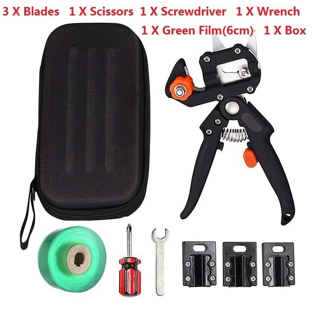 Garden Grafting Pruner Tool Set Farming Fruit Tree Pruning Shears Scissor Vaccination Plant Fruit-Tree Shears Cutting-Machine: D with case