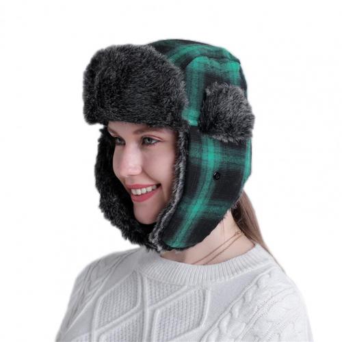 Bomber Hats For Women Men Modern Ear Warmer Thick Winter Lei Feng Plaid Trapper Hat for Cycling Winter Windproof Caps Black: Green