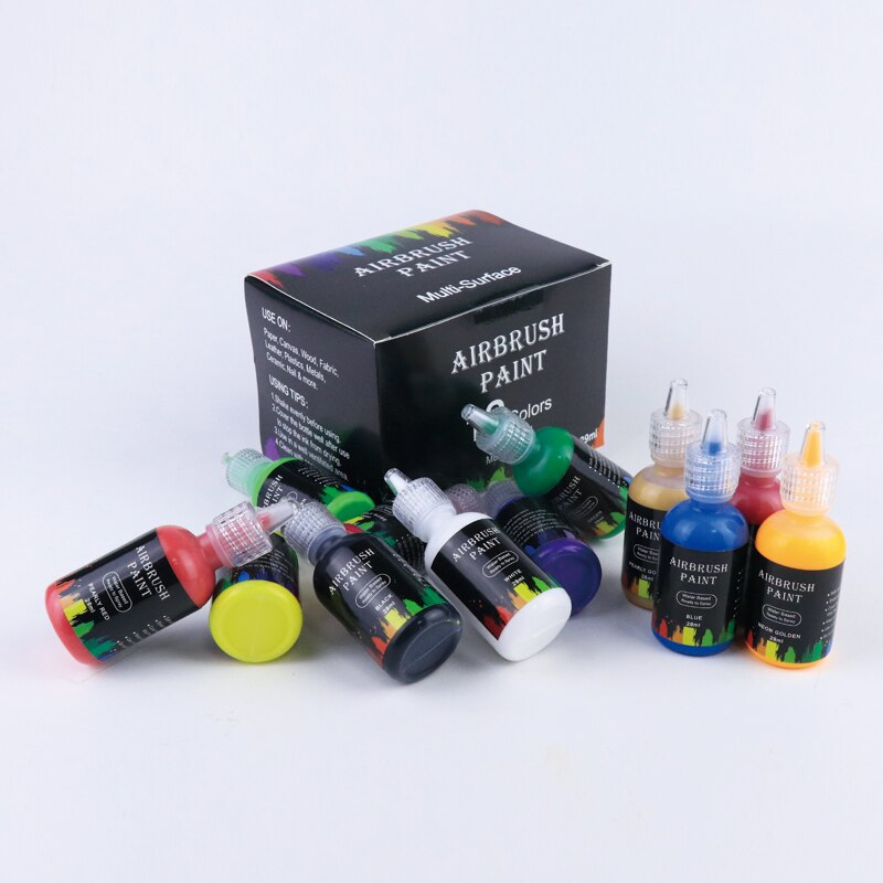 12/6 Kleuren/Set Airbrush Nail Art Inkten Set Acryl Verf Inkt Set Airbrush Nail Pigmenten Voor Nail stencils Schilderen Nail Gereedschap: 12pcs mix