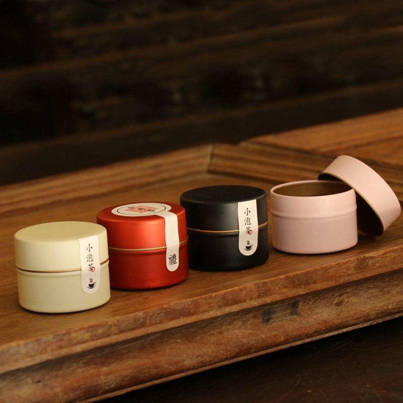 ♕s Small Tea Cans Round Tinplate Tea Cans Metal Tin Box Packaging Cans Flower Tea Cans Portable Tea Caddies