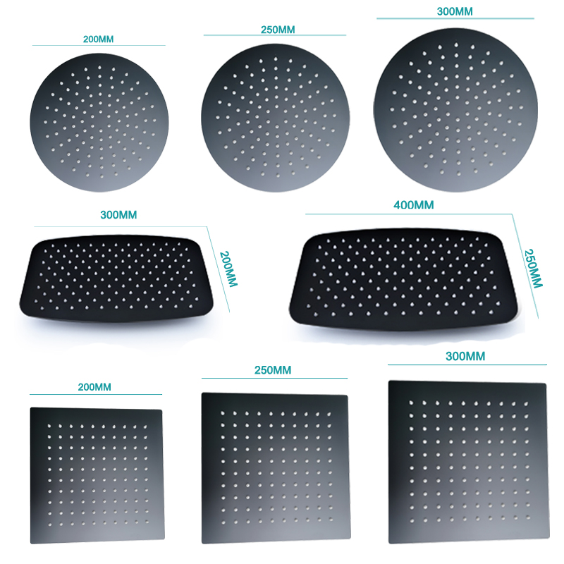 Badkamer Overhead Muur Plafond Gemonteerde Douche-Arm Top Hoofd Douche Mat Zwart Neerslag Badkamer Grote Vierkante Ronde Ovale Ovale