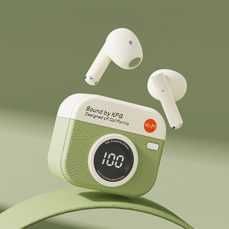 2025 Nouveaux écouteurs sans fil TWS avec 5.4 Bluetooth 36 heures de lecture Écouteurs de sport avec affichage LED et micro intégré: green