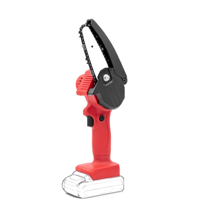 Mini ChainSaw Battery Electric Garden Saw Cordless household one-handed Garden Hand Saw motosega potatura without battery: red