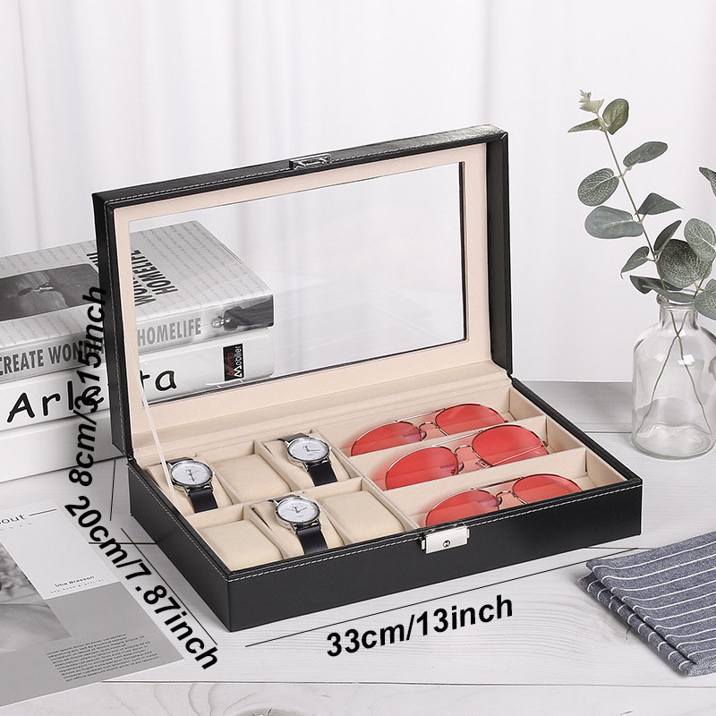 DELESYS Mehrzweck-Aufbewahrungsbox für Zuhause, Organizer für kleine Gegenstände, Aufbewahrungsbox für Uhren, Leder, Geschenkbox, Brillen-Aufbewahrungsbox: Lila
