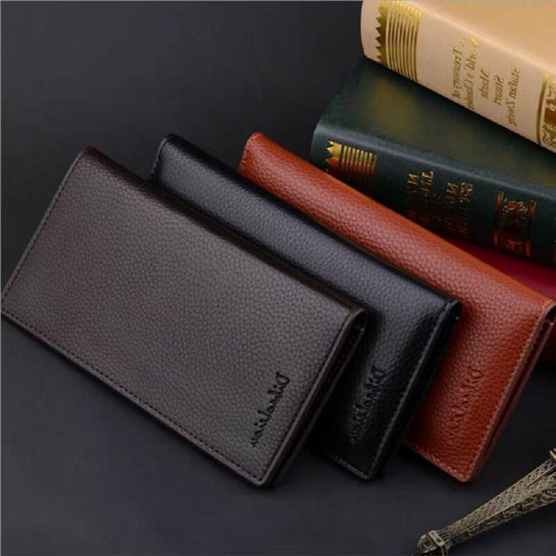 Lange uformelle lommeboklommer i skinn kortveske clutch bifold veske multikortholder sjekkbok veske bifold veske