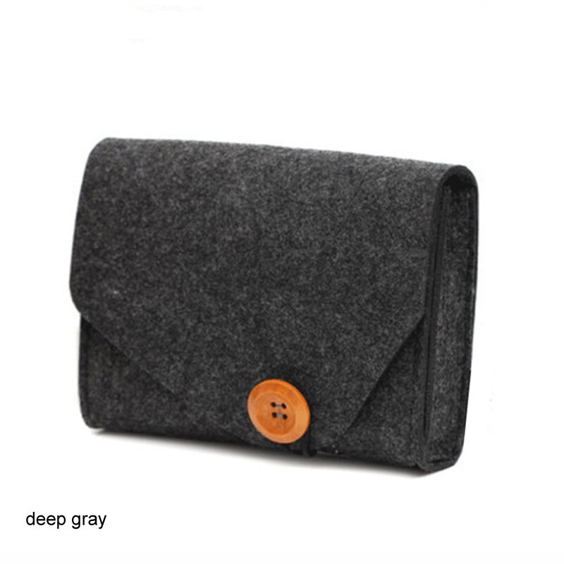 Wool Fiber Power Bank Storage Bag Mini Sofe Felt Pouch For Data Cable Mouse Travel Organizer Electronic Gadget Organizador Bag: Dark grey