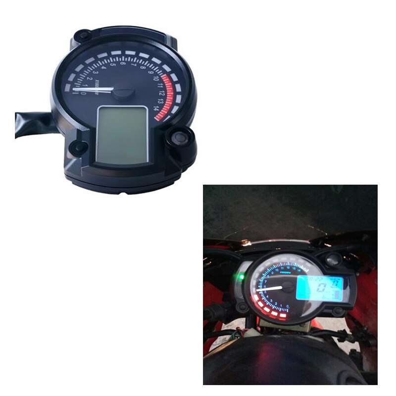 All-in-One Motorcycle Digital Speedometer 7 Color Display LCD Gauge Tachometer Odometer Instrument Adjustable r25 15000rpm