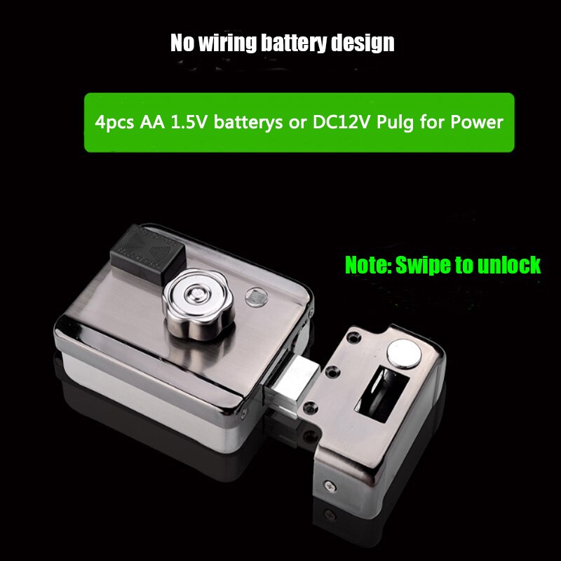 Electronic RFID door lock / smart electric lock electromagnetic induction door IC safety door electric lock (can use battery)