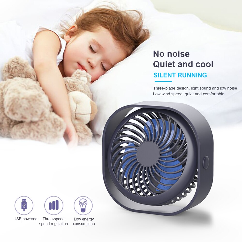 Draagbare Cooling Usb Desktop Fan 3 Speed Persoonlijke Met 360 Rotatie Verstelbare Hoek Voor Kantoor Huishoudelijke Reizen