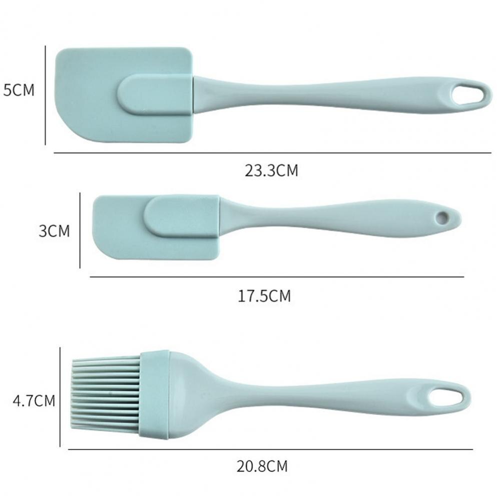3Pcs/Set Kitchen Utensils Cooking Supplies Multi Purpose Blue/Pink Cake Spatula Baking Tools Silicone/PP Non-stick for Kitchen