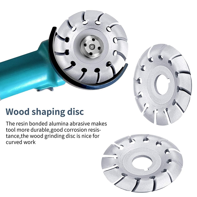 ABSF 4Pcs Angle Grinder Wood Grinding Wheel 12 Teeth Wood Polishing Shaping Disc Wood Grinding Wheel for Wood Cutting