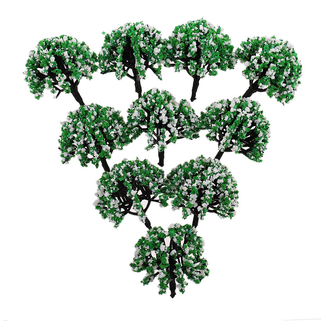 40 Pieces 8cm 1:150 N Scale Plastic Model Trees Railroad Landscape Scenery model trees to decorate building model, roadway,: Option7  10pcs