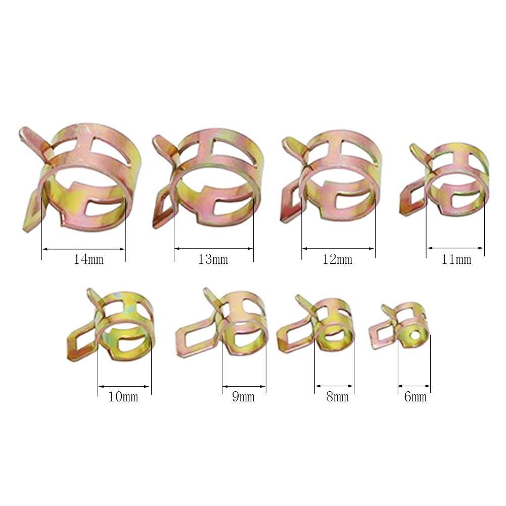 Fjeder spændebånd , 96 stk /8 størrelse brændstof / silicone vakuumrøret lavtryksluft clip klemme  (12 x diameter 6mm 8mm 9mm 10mm 11mm 12mm
